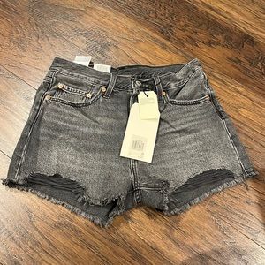 Levi’s 501 distressed high rise shorts